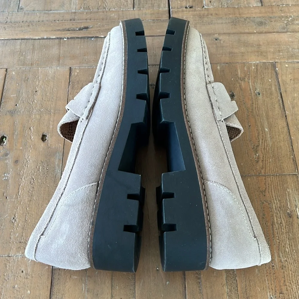 House of Harlow 1960 gunner light taupe gray suede platform loafers - Picture 8 of 9